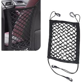 1 PC Car Front and Rear Seats Pet Isolation Net, Double-Layer Coarse Net Breathable Anti-Scratch Anti-Collision Dog Safety Barrier Protection, Flexible Storage Bag, Universal for Cars (Black)