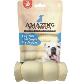 Amazing Dog Treats - Beef Cheek Rolls (Mega Thick 5-6" - 8 Pcs) - Safe Rawhide Alternative Dog Chew - Great for Power Chewers - Long Lasting Dog Chew - Retriever Rolls for Dogs