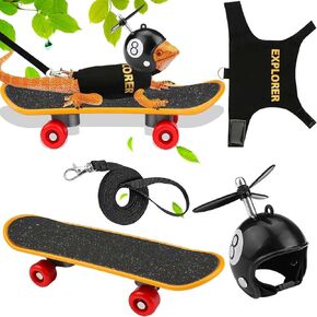 3 Pcs Lizard Leash and Hharness Set, Adjustable and Bearded Dragon Harness to Prevent Escape, Reptile Leash with Bamboo Dragonfly Helmet, Suitable for Reptiles of Various Sizes