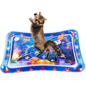 Water Sensory Play mat for Cats,Cat Toys for Bored Indoor Cats,Upgraded-Thicken Unbreakable Cat Splash Play Mat,Interactive Toys for Cats to Play Alone