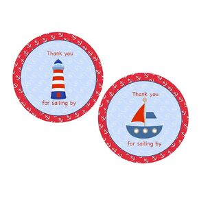 Nautical Thank You Stickers 24pcs - Perfect for Nautical Party Favors, Sailboat Party Supplies, Anchor, Sea Life Goodie Bags, Ocean-Themed Birthday, Ahoy Matey Baby Shower Decor