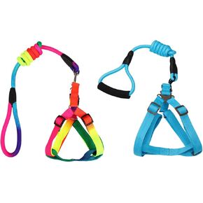 2 Pack Mini Pig Harness & Leash Adjustable Pig Leash Set Pet Pig Harness Supplies Harness Set for Hog Piggy Rabbit Small Animals Walking Jogging Traning (2 Pcs)