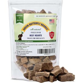 Freeze Dried Chicken Heart Dog Treats Made In USA. All Natural Freeze-Dried Raw Snacks for Dogs and Cats. One Ingredient. High Protein. Heart Health. Irresistible Training Treat