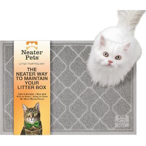 Neater Pets Neater Mat Litter Trapping Mat, Thick & Durable Material Catches Mess from Kitty Litter Box to Protect Floors, Soft on Cats Paws, Anti-Skid Backing, Easy to Clean, Grey, 23" x 35"