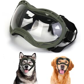 Dog Goggles for Large Dogs, UV Protection Dog Sunglasses Large Breed, Adjustable Strap, Windproof、Dustproof、Anti-Fog Eye Protection Sunglasses for Large and Medium Dogs (Black Frame)