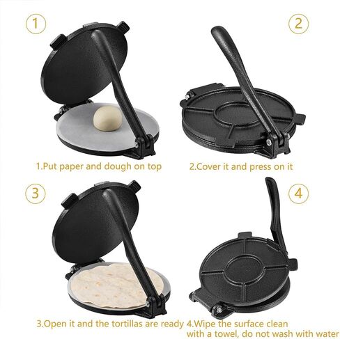 Tortilla Press, Tortilla Maker, Heavy Duty Tortilla maker press, Flour Tortilla press, Tortilla press,Tortilla maker press（Include 100 Pcs Parchment Paper and a Dough Scraper)7.5IN in Saudi Arabia