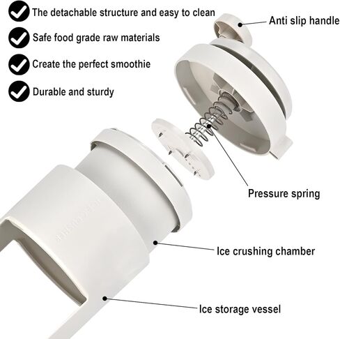 ماكينة حلاقة الثلج المحمولة وآلة مخروط الثلج - صانع ثلج يدوي ممتاز للمنزل مع كرنك يدوي، وصانع ذائب، وكسارة الجليد. مثالية للنزهات والحفلات الخارجية in Kuwait