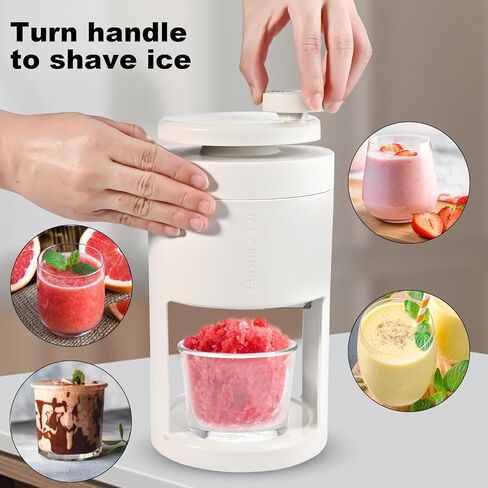 ماكينة حلاقة الثلج المحمولة وآلة مخروط الثلج - صانع ثلج يدوي ممتاز للمنزل مع كرنك يدوي، وصانع ذائب، وكسارة الجليد. مثالية للنزهات والحفلات الخارجية in Kuwait