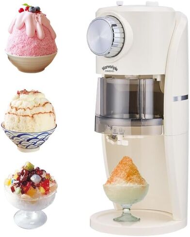 Shaved Ice Machine - Snow Cone Machine for Homemade Shaved Ice, Snow Cones, Slushie Ice Shaver With Stainless Steel Blade Adjustment Knob, 2 Reusable Ice Mold Cup for snowflakes - White in Saudi Arabia