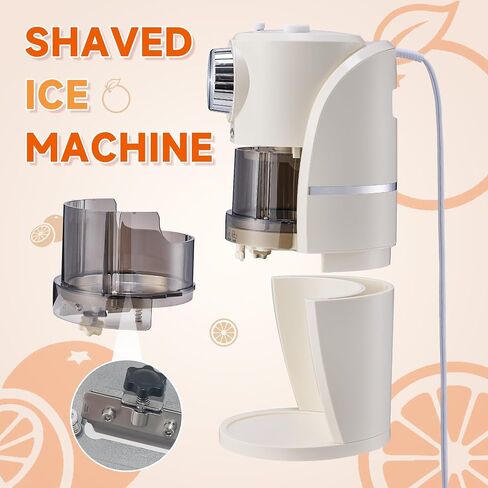 Shaved Ice Machine - Snow Cone Machine for Homemade Shaved Ice, Snow Cones, Slushie Ice Shaver With Stainless Steel Blade Adjustment Knob, 2 Reusable Ice Mold Cup for snowflakes - White in Saudi Arabia