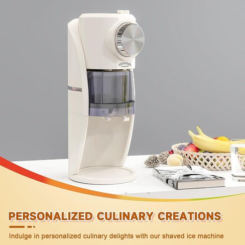 Shaved Ice Machine - Snow Cone Machine for Homemade Shaved Ice, Snow Cones, Slushie Ice Shaver With Stainless Steel Blade Adjustment Knob, 2 Reusable Ice Mold Cup for snowflakes - White in Saudi Arabia