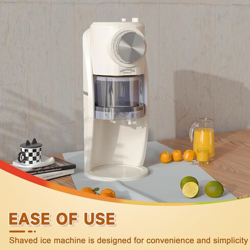 Shaved Ice Machine - Snow Cone Machine for Homemade Shaved Ice, Snow Cones, Slushie Ice Shaver With Stainless Steel Blade Adjustment Knob, 2 Reusable Ice Mold Cup for snowflakes - White in Saudi Arabia