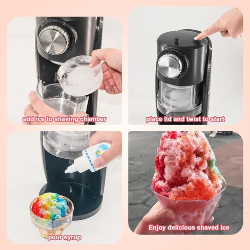 Shaved Ice Machine - Snow Cone Machine Equipped With Stainless Steel Blade Adjustment Knob to Freely Adjust the Thickness of the Snowflakes and 2 Reusable Plastic Ice Mold Cup in Saudi Arabia