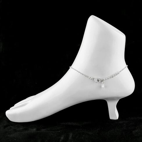 Moonstone Ankle Bracelet for Women Jewelry, Natural Birthstone, Gemstone Beads, Handmade Dainty Anklet 9"+1.25" inch, 3mm Rounds, Chakra Energy Crystals, Silver Plated Chain in Saudi Arabia