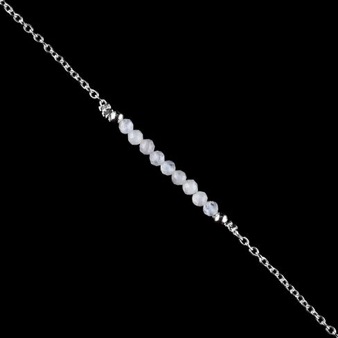 Moonstone Ankle Bracelet for Women Jewelry, Natural Birthstone, Gemstone Beads, Handmade Dainty Anklet 9"+1.25" inch, 3mm Rounds, Chakra Energy Crystals, Silver Plated Chain in Saudi Arabia