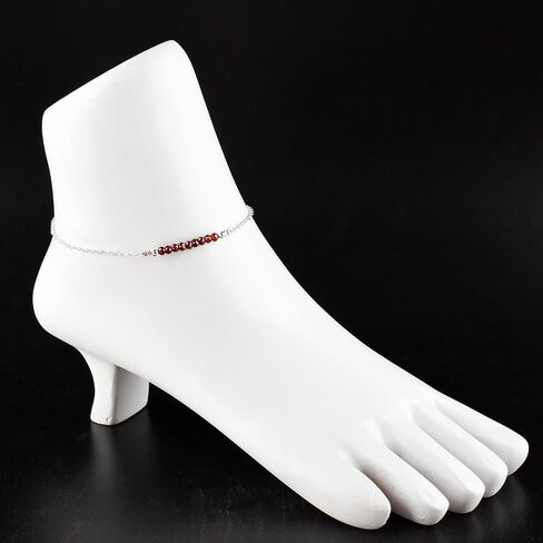 سوار الكاحل من حجر القمر للمجوهرات النسائية، حجر الميلاد الطبيعي، خرز الأحجار الكريمة، خلخال أنيق مصنوع يدويًا 9 بوصة + 1.25 بوصة، جولات 3 مم، بلورات طاقة الشاكرا، سلسلة مطلية بالفضة in Kuwait