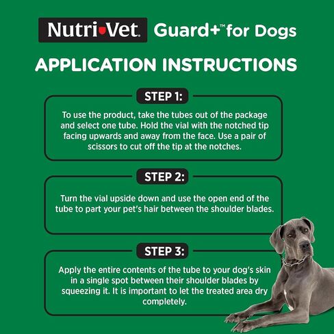 Nutri-Vet Guard+ للكلاب - علاج للوقاية من البراغيث والقراد للكلاب الكبيرة جدًا بوزن 89-132 رطلاً. - موضعي مقاوم للماء - حماية لمدة 90 يومًا - 3 جرعات شهرية in Kuwait