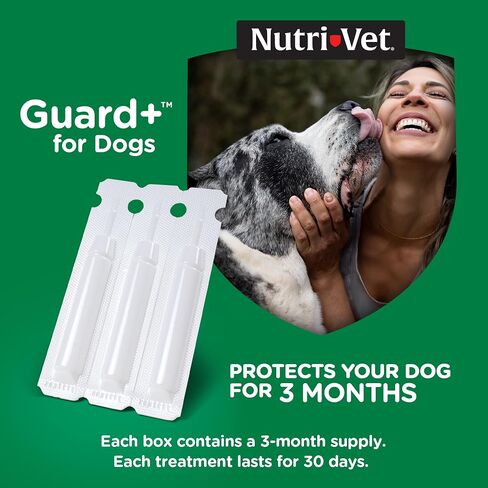 Nutri-Vet Guard+ للكلاب - علاج للوقاية من البراغيث والقراد للكلاب الكبيرة جدًا بوزن 89-132 رطلاً. - موضعي مقاوم للماء - حماية لمدة 90 يومًا - 3 جرعات شهرية in Kuwait
