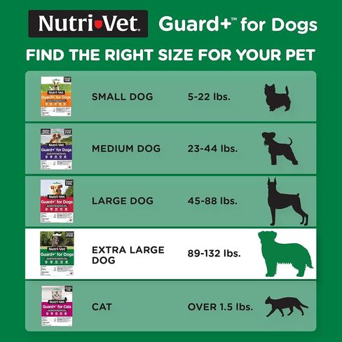 Nutri-Vet Guard+ للكلاب - علاج للوقاية من البراغيث والقراد للكلاب الكبيرة جدًا بوزن 89-132 رطلاً. - موضعي مقاوم للماء - حماية لمدة 90 يومًا - 3 جرعات شهرية in Kuwait