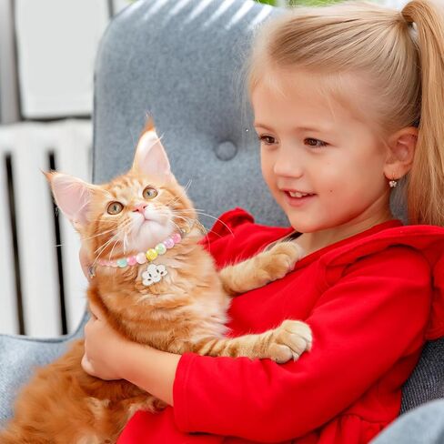 طوق لؤلؤي للكلاب الصغيرة والقطط، قلادة للكلاب قابلة للتعديل وحزام رقبة للقطط وإكسسوارات للكلاب، ياقات للقطط للفتيات والقطط والجرو (لون متدرج) in Kuwait