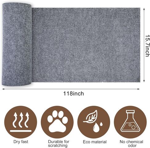 حصيرة خدش القطط مقاس 118 بوصة × 15.8 بوصة، سجادة خدش للقطط قابلة للتشذيب، كبيرة ذاتية اللصق، لفافة خدش للقطط، أرفف شجرة القطط، وسادة بديلة لرفوف شجرة القطط، حامي أثاث الأريكة in Kuwait