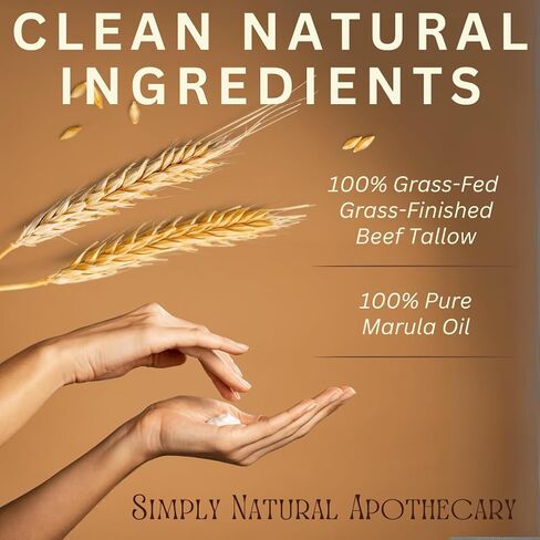 Tallow Balm - Whipped & Handmade - Marula OIl- Moisturizing Face and Body Cream/Butter -Unscented - Sensitive & Dry Skin, Eczema, Psoriasis, Acne - Grass Fed Cows - Vitamins A, K, D, E (Unscented) in Saudi Arabia