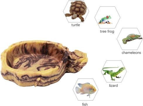QIRMIZI Reptile Decor, Reptile Food Bowl,Plastic Reptile Platform with Artificial Plants - Basking Habitat Decor for Lizard, Turtle, Frog, Snake in Kuwait
