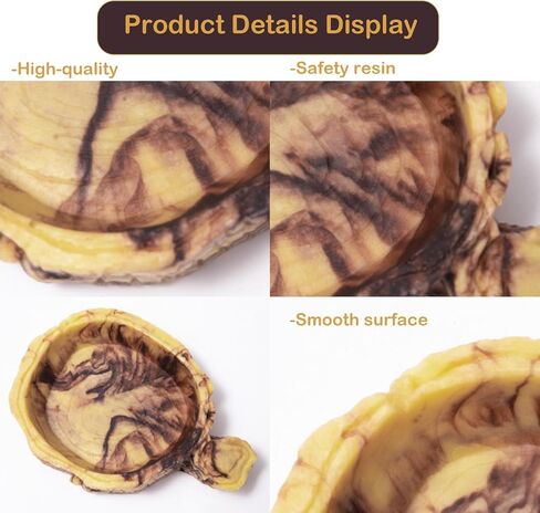 QIRMIZI Reptile Decor, Reptile Food Bowl,Plastic Reptile Platform with Artificial Plants - Basking Habitat Decor for Lizard, Turtle, Frog, Snake in Kuwait