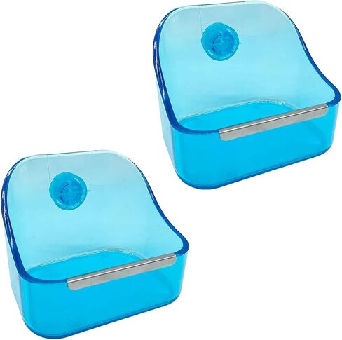 Rabbit Food Bowl Ferret Cage Plastic Food Dish Prevent Overturning of Transparent Fixed Double Use Container for Rabbit Chinchilla Guinea Pig Ferret（2Pcs） in Saudi Arabia