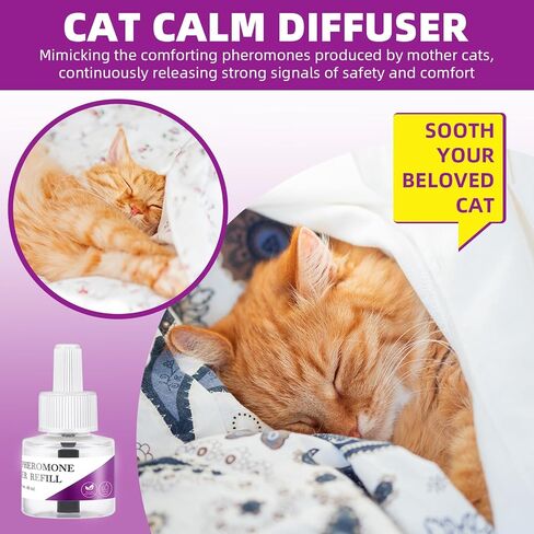 Cat Pheromones Calming Diffuser Refill, 6 Pack Cat Calming Diffuser Refills Kit, Relieve Anxiety Stress 180 Days for Cats Calm, 48ml Fit All Common Diffusers Plug in in Kuwait