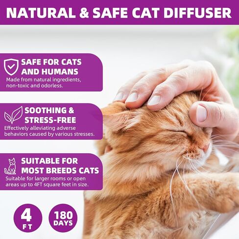 Cat Pheromones Calming Diffuser Refill, 6 Pack Cat Calming Diffuser Refills Kit, Relieve Anxiety Stress 180 Days for Cats Calm, 48ml Fit All Common Diffusers Plug in in Kuwait