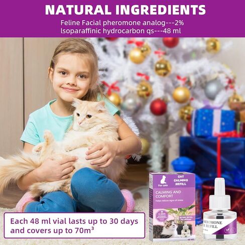 Cat Pheromones Calming Diffuser Refill, 6 Pack Cat Calming Diffuser Refills Kit, Relieve Anxiety Stress 180 Days for Cats Calm, 48ml Fit All Common Diffusers Plug in in Kuwait