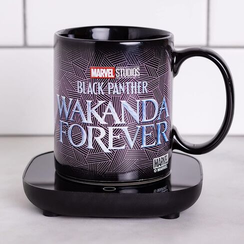 Uncanny Brands Black Panther Wakanda Forever Mug Warmer with Mug – Keeps Your Favorite Beverage Warm - Auto Shut On/Off in Saudi Arabia