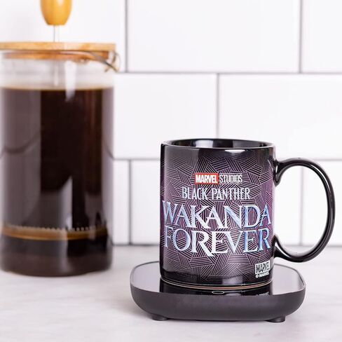 Uncanny Brands Black Panther Wakanda Forever Mug Warmer with Mug – Keeps Your Favorite Beverage Warm - Auto Shut On/Off in Saudi Arabia