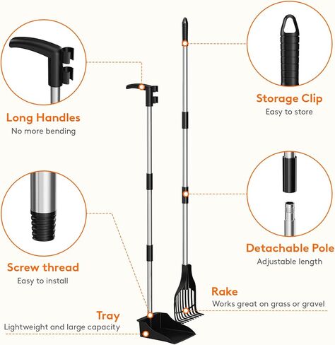 lifewit البلاستيك pooper scooper الكلب للفناء، خفيفة الوزن المحمولة الحيوانات الأليفة أنبوب مجرفة للكلاب المتوسطة / الصغيرة، القطب المعدني قابل للتعديل مقبض طويل أنبوب مغرفة مجموعة للمروج، ساحة، العشب in Kuwait