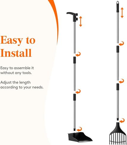 lifewit البلاستيك pooper scooper الكلب للفناء، خفيفة الوزن المحمولة الحيوانات الأليفة أنبوب مجرفة للكلاب المتوسطة / الصغيرة، القطب المعدني قابل للتعديل مقبض طويل أنبوب مغرفة مجموعة للمروج، ساحة، العشب in Kuwait