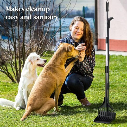lifewit البلاستيك pooper scooper الكلب للفناء، خفيفة الوزن المحمولة الحيوانات الأليفة أنبوب مجرفة للكلاب المتوسطة / الصغيرة، القطب المعدني قابل للتعديل مقبض طويل أنبوب مغرفة مجموعة للمروج، ساحة، العشب in Kuwait