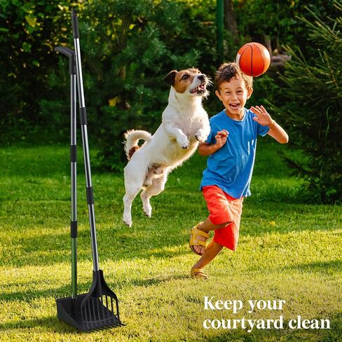 lifewit البلاستيك pooper scooper الكلب للفناء، خفيفة الوزن المحمولة الحيوانات الأليفة أنبوب مجرفة للكلاب المتوسطة / الصغيرة، القطب المعدني قابل للتعديل مقبض طويل أنبوب مغرفة مجموعة للمروج، ساحة، العشب in Kuwait