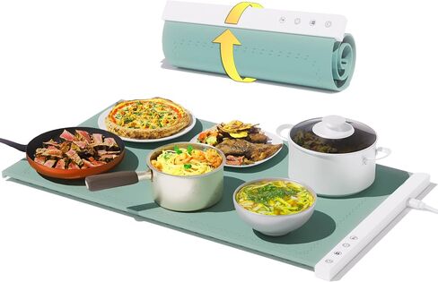 KITCHENHERO Electric Food Warming Tray, Premium Silicone, 5 Temperature Settings, Large & Fast Heating Area, 1-4 Hour Auto Shut-off, Temperature Lock, Rollable & Portable, Easy to Clean, Versatile in Saudi Arabia