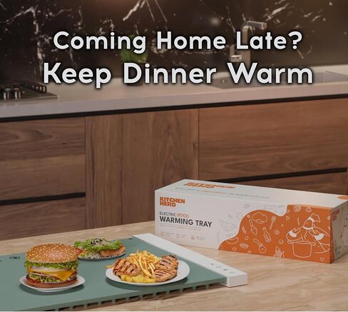 KITCHENHERO Electric Food Warming Tray, Premium Silicone, 5 Temperature Settings, Large & Fast Heating Area, 1-4 Hour Auto Shut-off, Temperature Lock, Rollable & Portable, Easy to Clean, Versatile in Saudi Arabia
