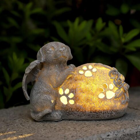 Dog Memorial Gifts Outdoor Statue with Solar Lights,Outdoor Resin Pet Ornament Grave Memorial Angel Decor Stone Effect in Saudi Arabia