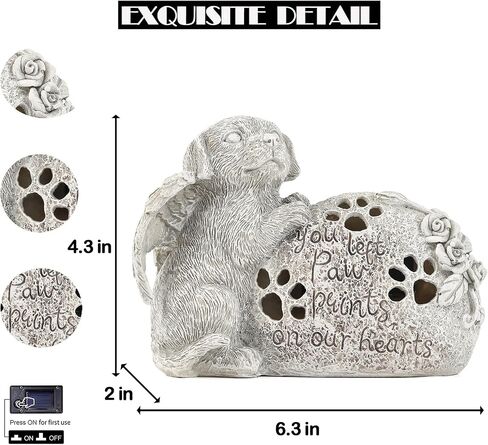 Dog Memorial Gifts Outdoor Statue with Solar Lights,Outdoor Resin Pet Ornament Grave Memorial Angel Decor Stone Effect in Saudi Arabia