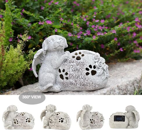 Dog Memorial Gifts Outdoor Statue with Solar Lights,Outdoor Resin Pet Ornament Grave Memorial Angel Decor Stone Effect in Saudi Arabia