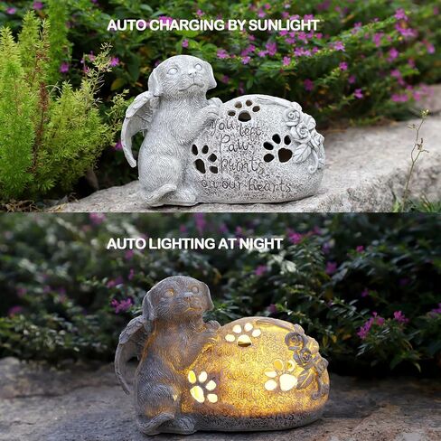 Dog Memorial Gifts Outdoor Statue with Solar Lights,Outdoor Resin Pet Ornament Grave Memorial Angel Decor Stone Effect in Saudi Arabia