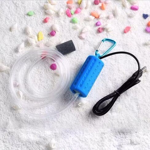 مضخة هواء لحوض السمك، مضخة هواء صغيرة USB لخزان الأسماك، مضخة هواء أكسجين محمولة فائقة الصمت، مضخة مهوية موفرة للطاقة للأكسجين مع حجر هواء وأنبوب سيليكون بمنفذ واحد 1 وات in Saudi Arabia