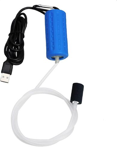 مضخة هواء لحوض السمك، مضخة هواء صغيرة USB لخزان الأسماك، مضخة هواء أكسجين محمولة فائقة الصمت، مضخة مهوية موفرة للطاقة للأكسجين مع حجر هواء وأنبوب سيليكون بمنفذ واحد 1 وات in Saudi Arabia