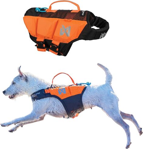 Non-stop dogwear Protector life jacket, Innovative dog life jacket, Breathable dog swimming vest with ergonomic design for full freedom of movement, Black/orange, size 3 in Saudi Arabia
