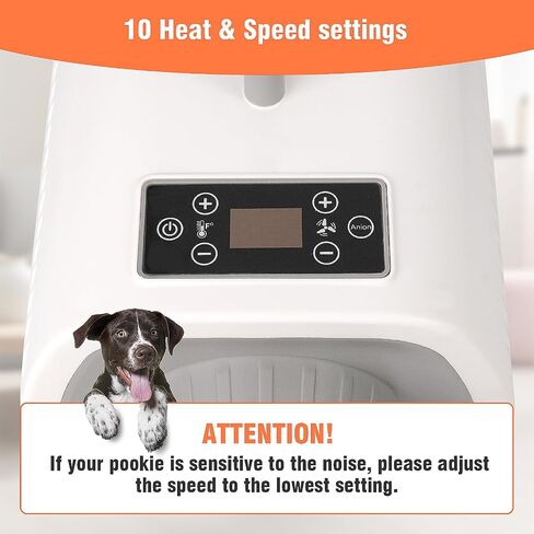 Dog Blow Dryer Quick-Drying, Ionic Dog Hair Dryer Blower with Heater, High Velocity Dog Dryer for Pet Grooming, Cat Dryer, 9 Heat & Speed Settings, 3 Nozzles - Grey in Saudi Arabia