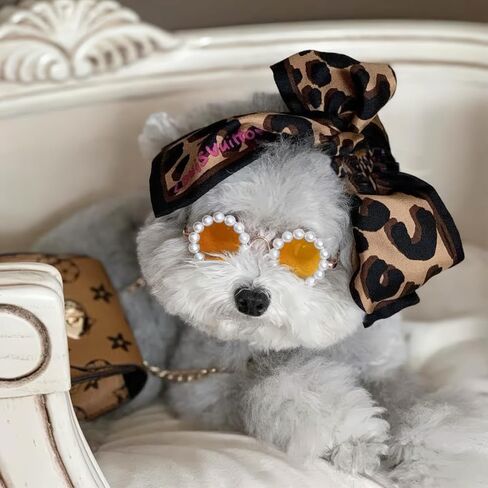 KUDES Cute Dog Sunglasses Pearl Dog Sunglasses Small Medium Breed Girl Holiday Party Dog Costume Accessories in Saudi Arabia
