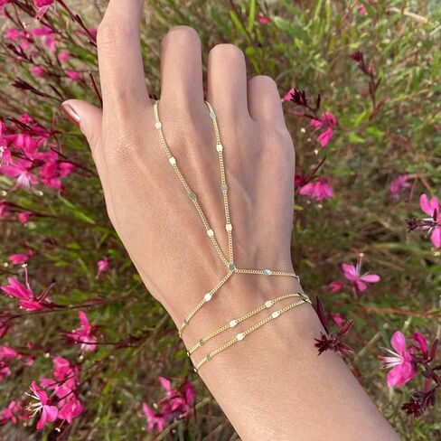 Hand Chain Bracelet Ring Bracelet Hand Chain Simple Gold Finger Bracelet Ring Hand Chain Slave Bracelets Dainty Boho Summer Beach Jewelry Gifts for Women(Gold, Style C) in Saudi Arabia
